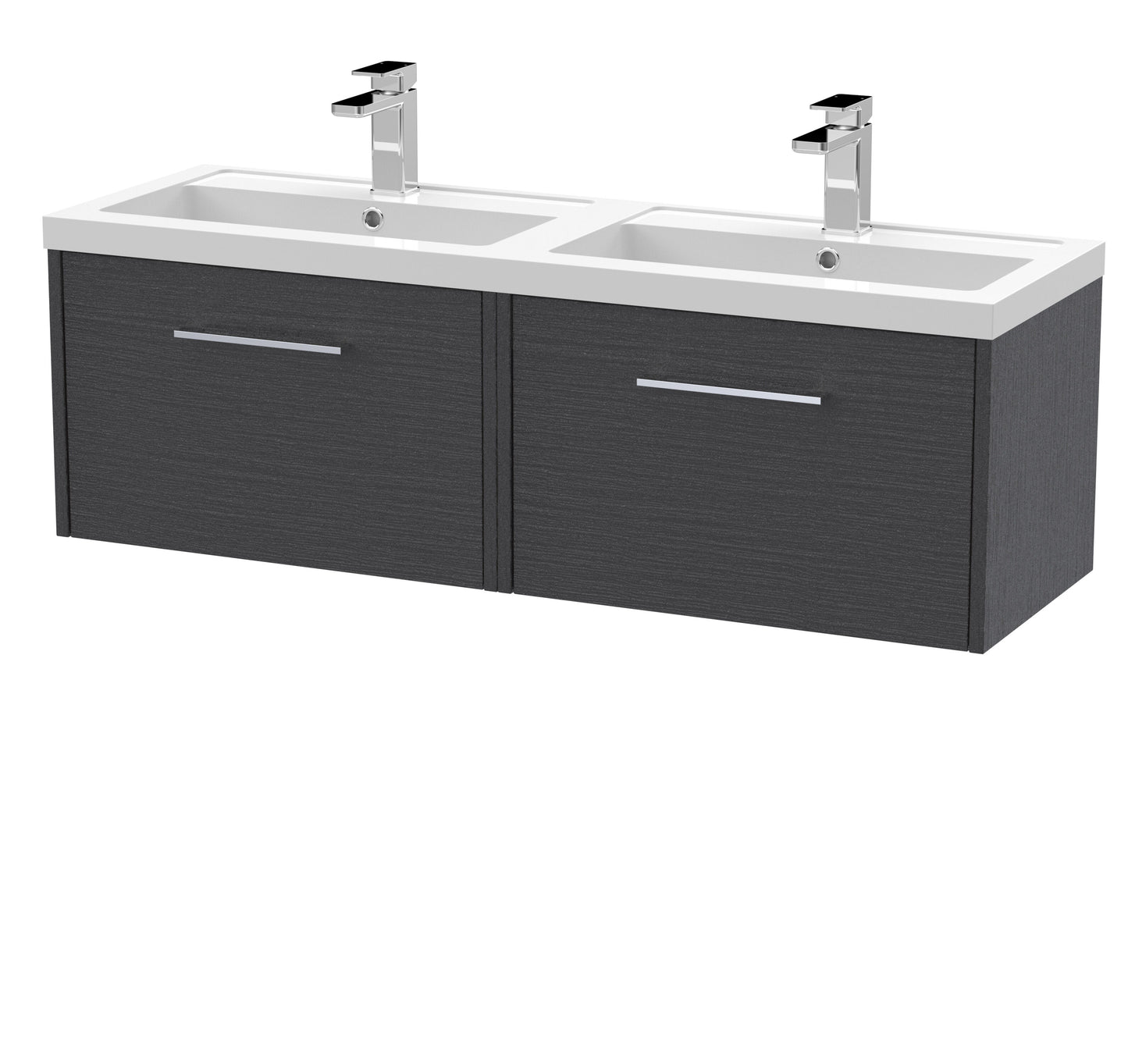 Hudson Reed Juno 1200mm Wall Hung Graphite Grey 2-Drawer Vanity Unit & Double Basin