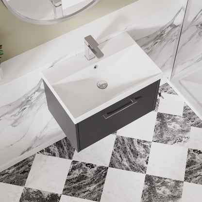 Hudson Reed Juno 600mm Wall Hung Single Drawer Vanity Unit With Thin-Edge 1 Tap Hole Basin