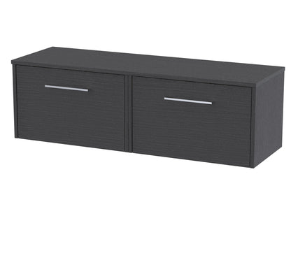 Hudson Reed Juno 1200mm Graphite Grey Wall Hung 2-Drawer Vanity Unit With Worktop