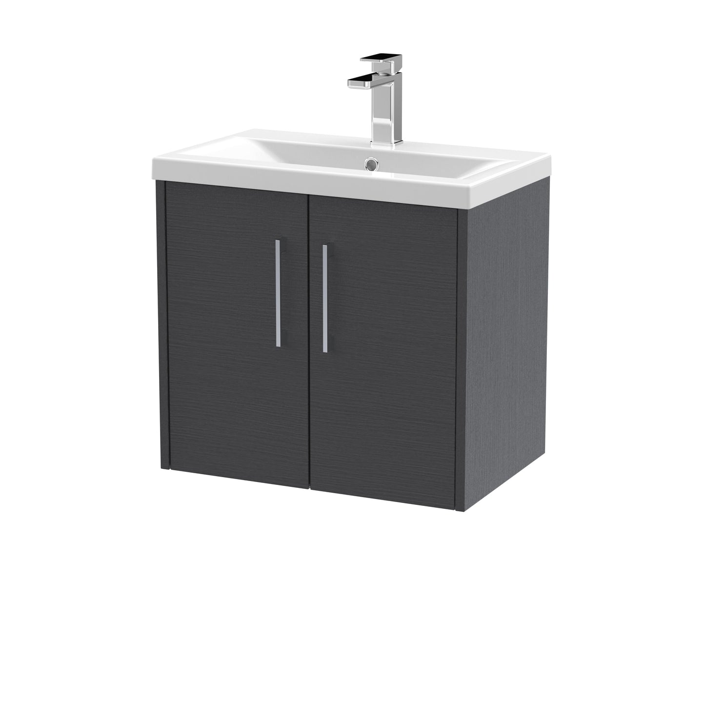 Hudson Reed Juno 600mm Graphite Grey Wall Hung 2-Door Vanity Unit With Basin Rigid