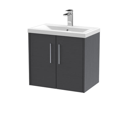 Hudson Reed Juno 600mm Graphite Grey Wall Hung 2-Door Vanity Unit With Basin Rigid