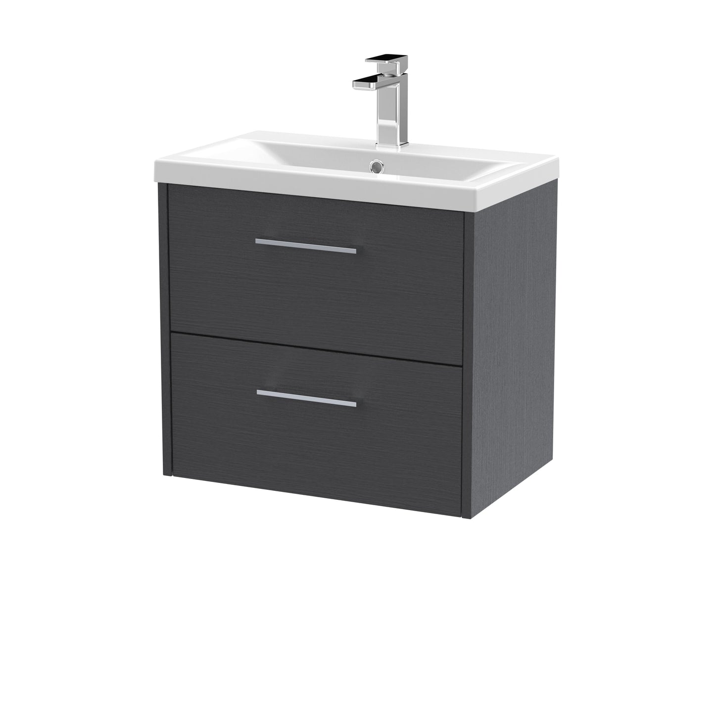 Hudson Reed Juno 600mm Graphite Grey Wall Hung 2-Drawer Vanity Unit with Basin