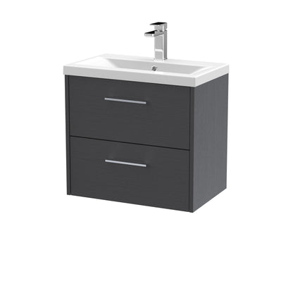 Hudson Reed Juno 600mm Graphite Grey Wall Hung 2-Drawer Vanity Unit with Basin