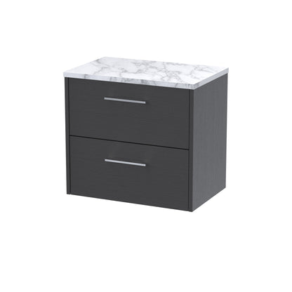 Hudson Reed Juno 600mm Wall Hung 2-Drawer Vanity Unit With Laminate Worktop & Soft Close Drawers