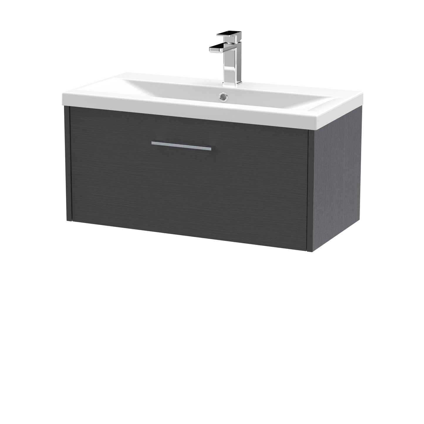 Hudson Reed Juno 800mm Graphite Grey Wall Hung Single Drawer Vanity Unit with 1 Tap Hole Basin