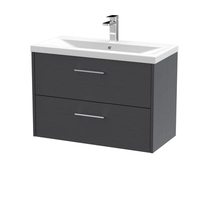 Hudson Reed Juno 800mm Graphite Grey Wall Hung 2-Drawer Vanity Unit With 1 Tap Hole Basin