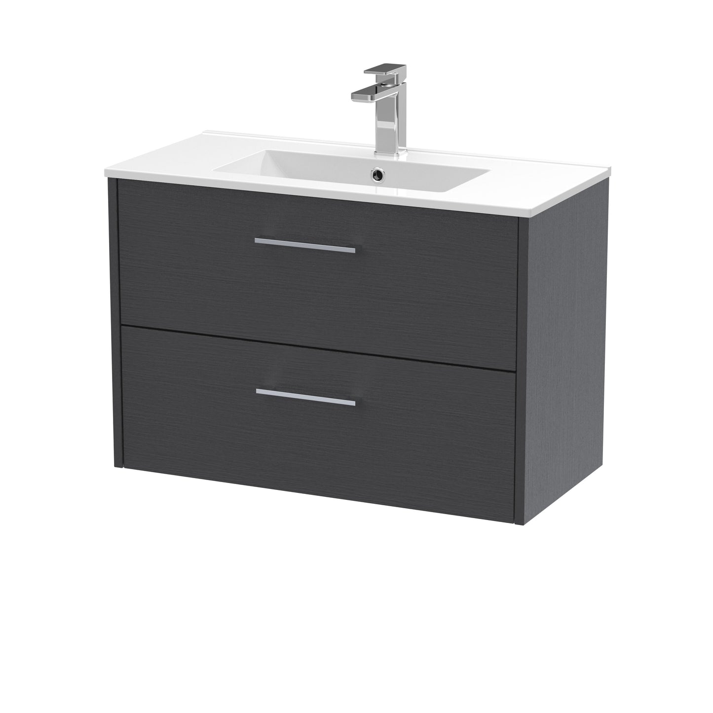 Hudson Reed Juno 800mm Graphite Grey 2-Drawer Wall Hung Vanity Unit with 1 Tap Hole Basin