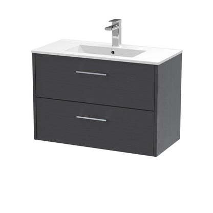 Hudson Reed Juno 800mm Graphite Grey 2-Drawer Wall Hung Vanity Unit with 1 Tap Hole Basin