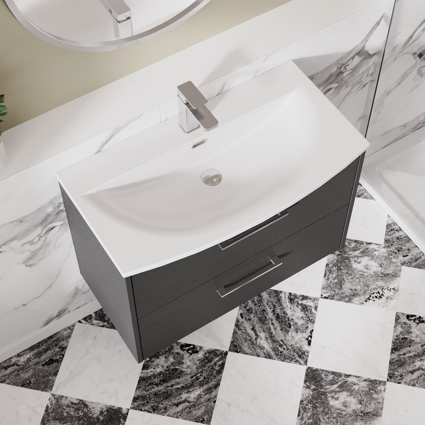 Hudson Reed Juno 800mm Wall Hung 2-Drawer Vanity Unit With 1 Tap Hole Basin