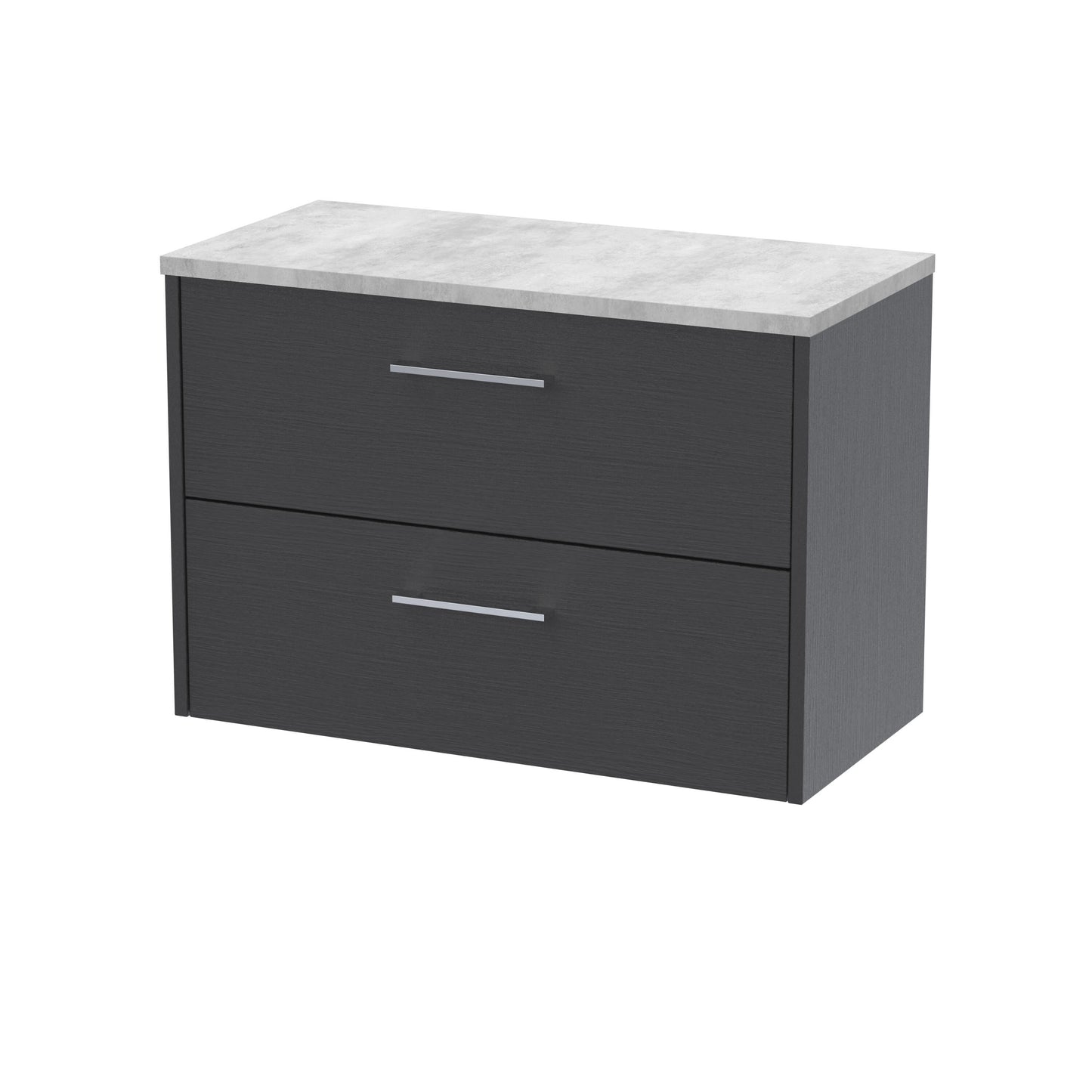 Hudson Reed Juno 800mm Graphite Grey Wall Hung Soft-Close 2-Drawer Vanity Unit With Laminate Top