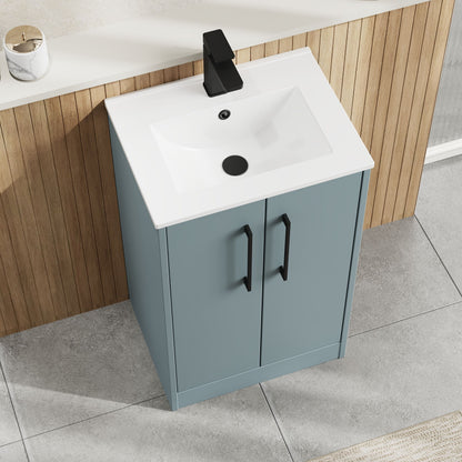 Hudson Reed Juno 500mm Floor Standing 2-Door Vanity Unit with 1 Tap Hole Basin