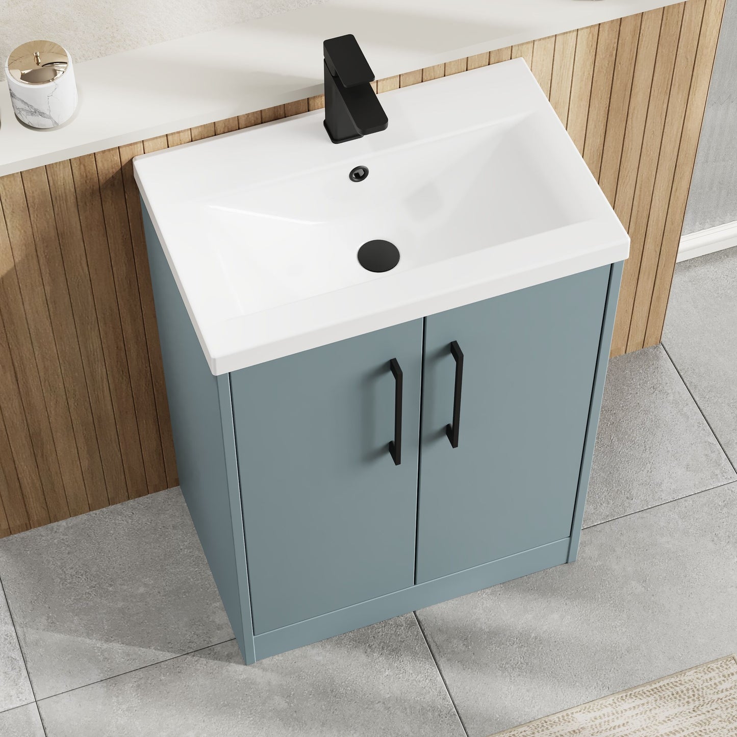 Hudson Reed Juno 600mm Floor Standing 2-Door Vanity Unit with 1 Tap Hole Basin