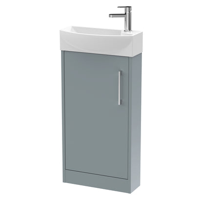 Hudson Reed Juno Compact 450mm Left Hand Floor Standing Single Door Vanity Unit with 1 Tap Hole Basin