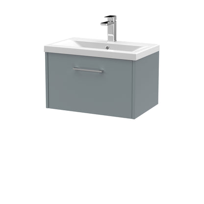 Hudson Reed Juno 600mm Coastal Grey Wall Hung Single Drawer Vanity Unit With 1 Tap Hole Basin