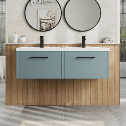 Hudson Reed Juno 1205mm Coastal Grey Wall Hung 2-Drawer Vanity & Double Basin