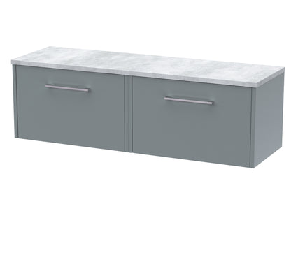 Hudson Reed Juno 1200mm Wall Hung 2-Drawer Vanity Unit With Laminate Worktop & Handles