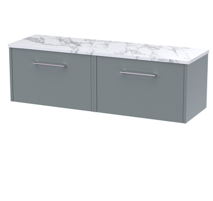 Hudson Reed Juno 1200mm Coastal Grey Wall Hung 2-Drawer Vanity Unit With Laminate Worktop