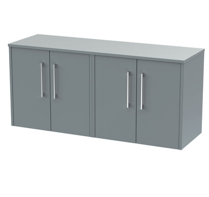 Hudson Reed Juno 1205mm Coastal Grey 2-Door Wall Hung Vanity Unit With Worktop