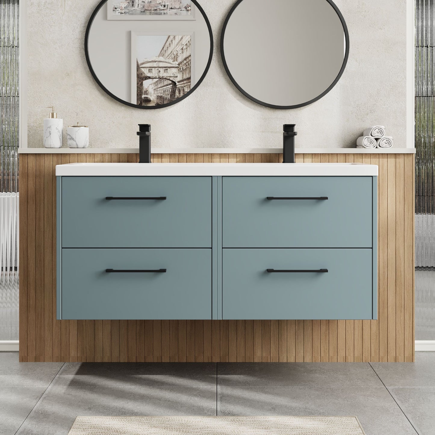 Hudson Reed Juno 1200mm Wall Hung 4-Door Double Basin Vanity Unit