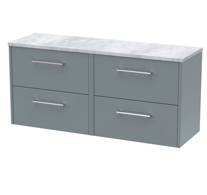 Hudson Reed Juno 1200mm Wall Hung 4-Drawer Vanity Unit Including Laminate Worktop & Handles