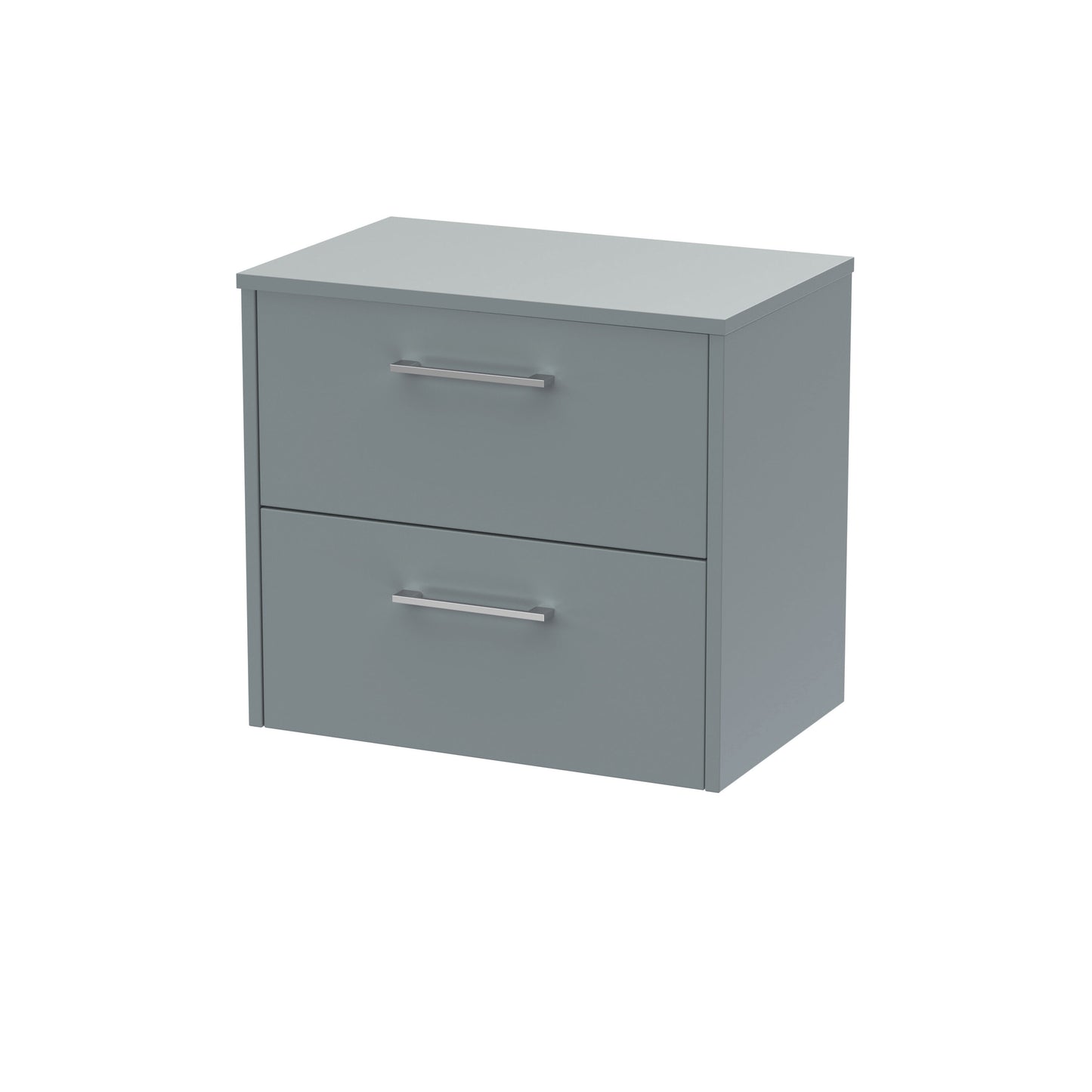 Hudson Reed Juno 600mm Coastal Grey Wall Hung 2-Drawer Vanity Unit With Worktop
