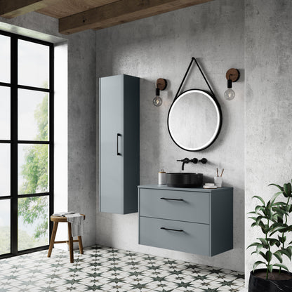 Hudson Reed Juno 600mm Coastal Grey Wall Hung 2-Drawer Vanity Unit With Worktop