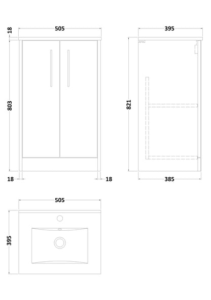 Hudson Reed Juno 500mm Floor Standing 2 Door Vanity Unit With Basin