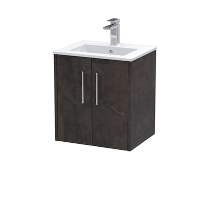 Hudson Reed Juno 500mm Wall Hung 2 Door Vanity Basin Unit With Ceramic Basin