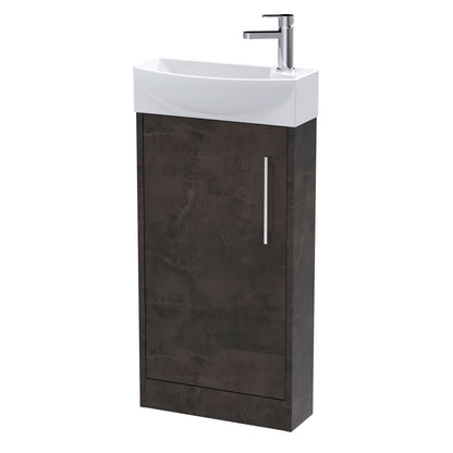 Juno Compact Floor Standing 1 Door Unit & 1 Tap Hole Ceramic Basin Left Hand, 440mm