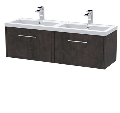 Hudson Reed Juno 1200mm Wall Hung 2 Drawer Vanity Unit with Double Basin