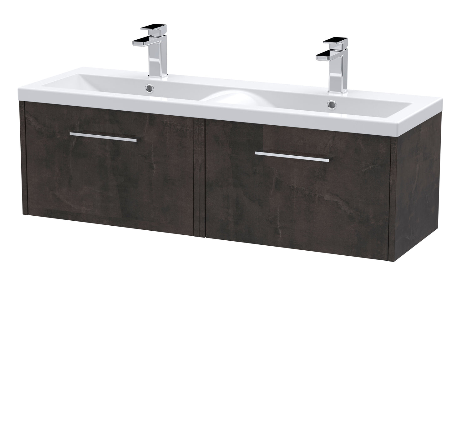 Hudson Reed Juno 1200mm Wall Hung 2 Drawer Vanity Unit & Double Basin With Handles