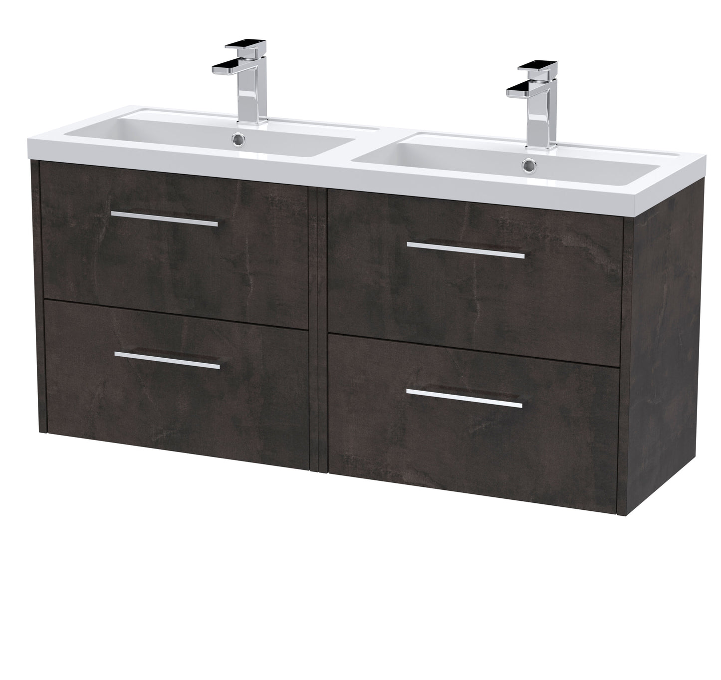 Hudson Reed Juno 1200mm Wall Hung 4 Drawer Vanity Unit with Double Basin