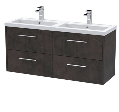Hudson Reed Juno 1200mm Wall Hung 4 Drawer Vanity Unit with Double Basin