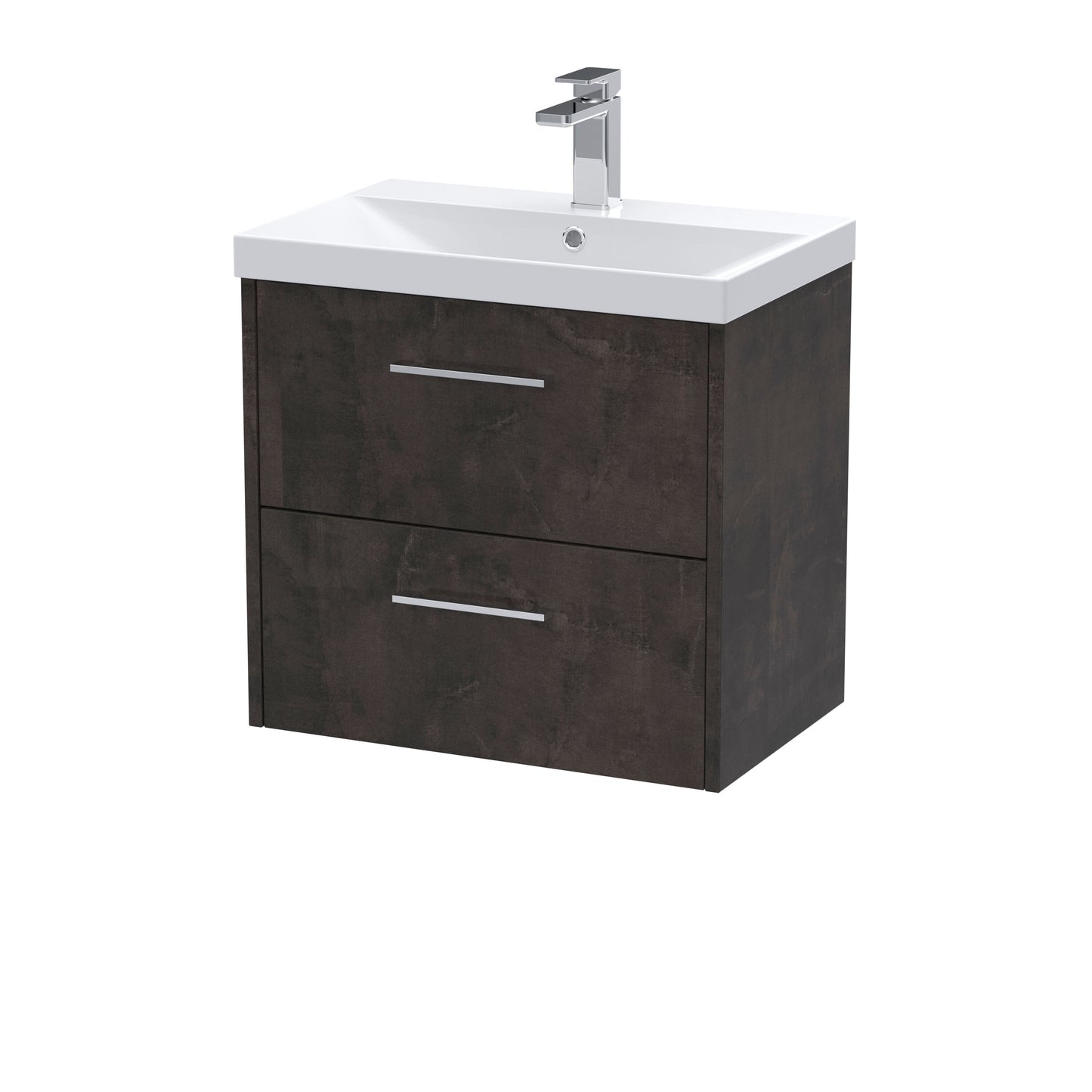 Hudson Reed Juno 610mm Metallic Slate Wall Hung 2 Drawer Vanity Unit with Basin