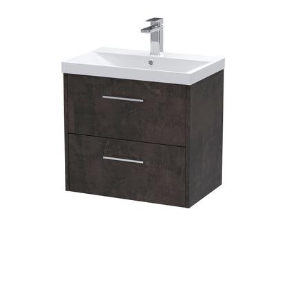 Hudson Reed Juno 610mm Metallic Slate Wall Hung 2 Drawer Vanity Unit with Basin
