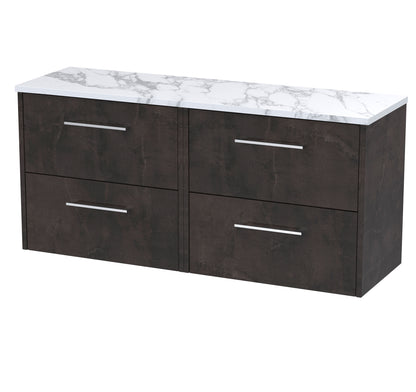 Hudson Reed Juno 1200mm Wall Hung 4-Drawer Vanity Unit With Laminate Worktop & Handles