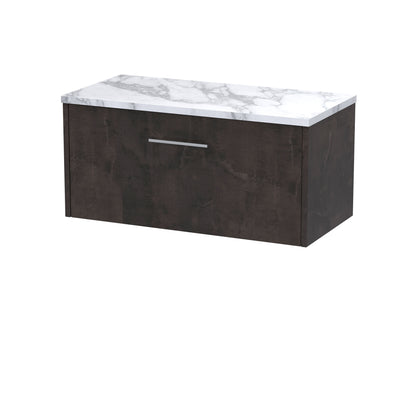 Hudson Reed Juno 800mm Metallic Slate Wall Hung 1-Drawer Vanity Unit With Laminate Worktop