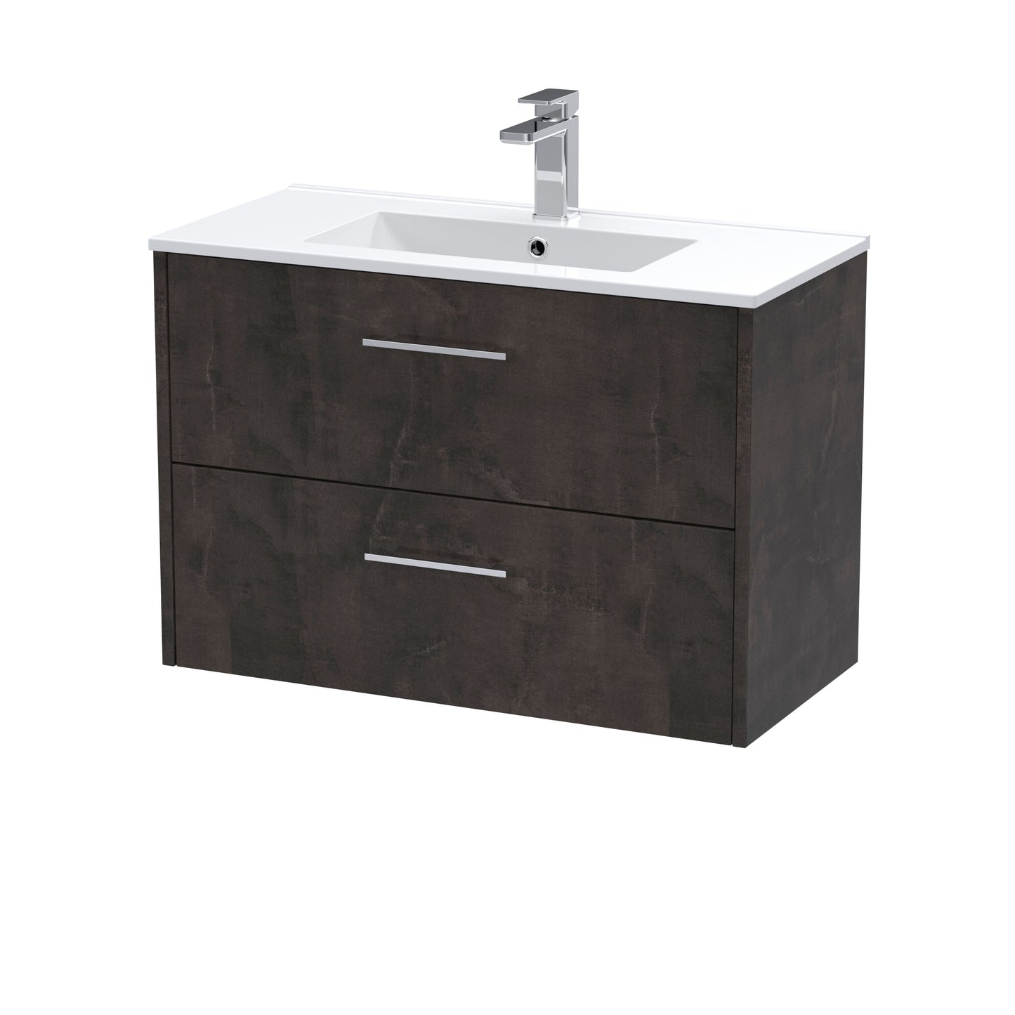 Hudson Reed Juno 800mm Metallic Slate Wall Hung 2 Drawer Vanity Unit with Basin