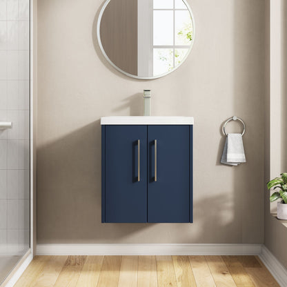Hudson Reed Juno 510mm Midnight Blue Wall Hung 2-Door Vanity & Basin