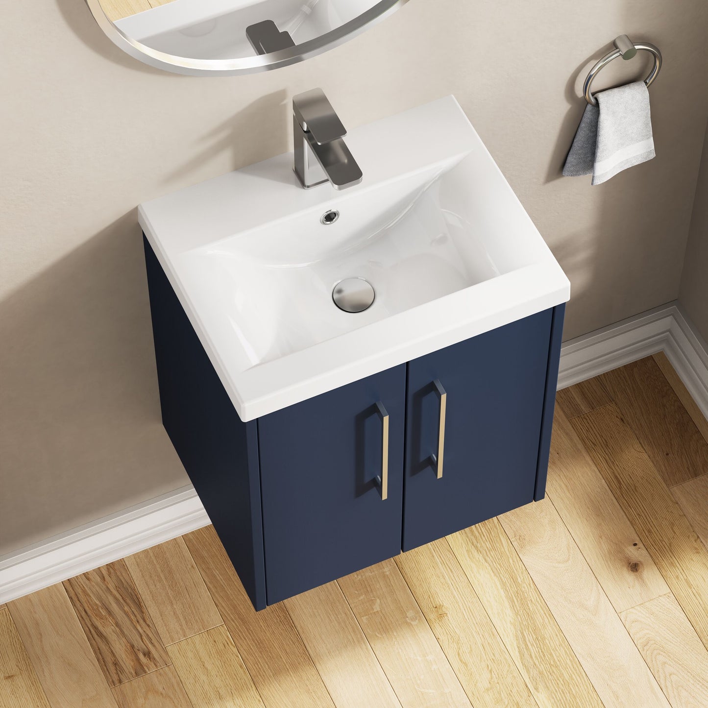 Hudson Reed Juno 510mm Midnight Blue Wall Hung 2-Door Vanity & Basin