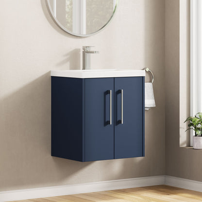 Hudson Reed Juno 510mm Midnight Blue Wall Hung 2-Door Vanity & Basin