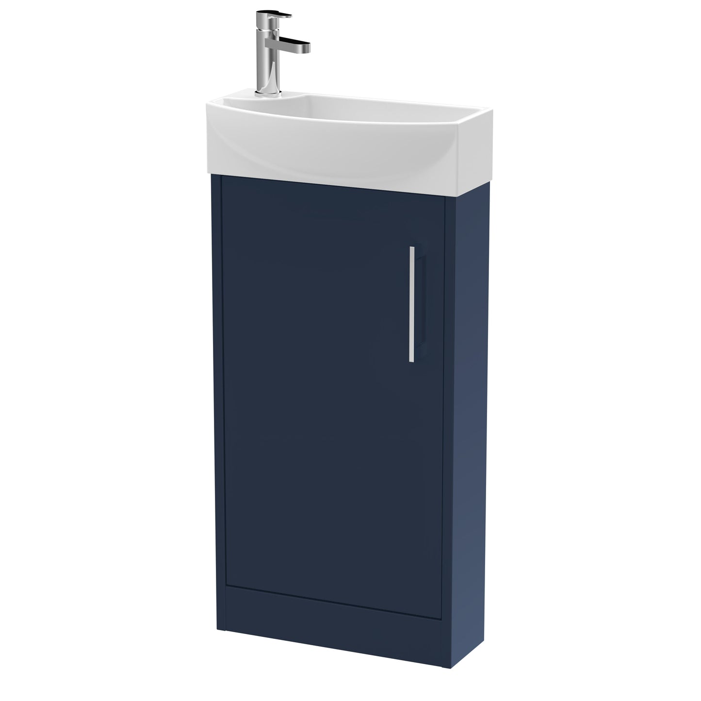 Hudson Reed Juno Compact 440mm Midnight Blue Floor Standing Vanity Unit With 1 Tap Hole Basin