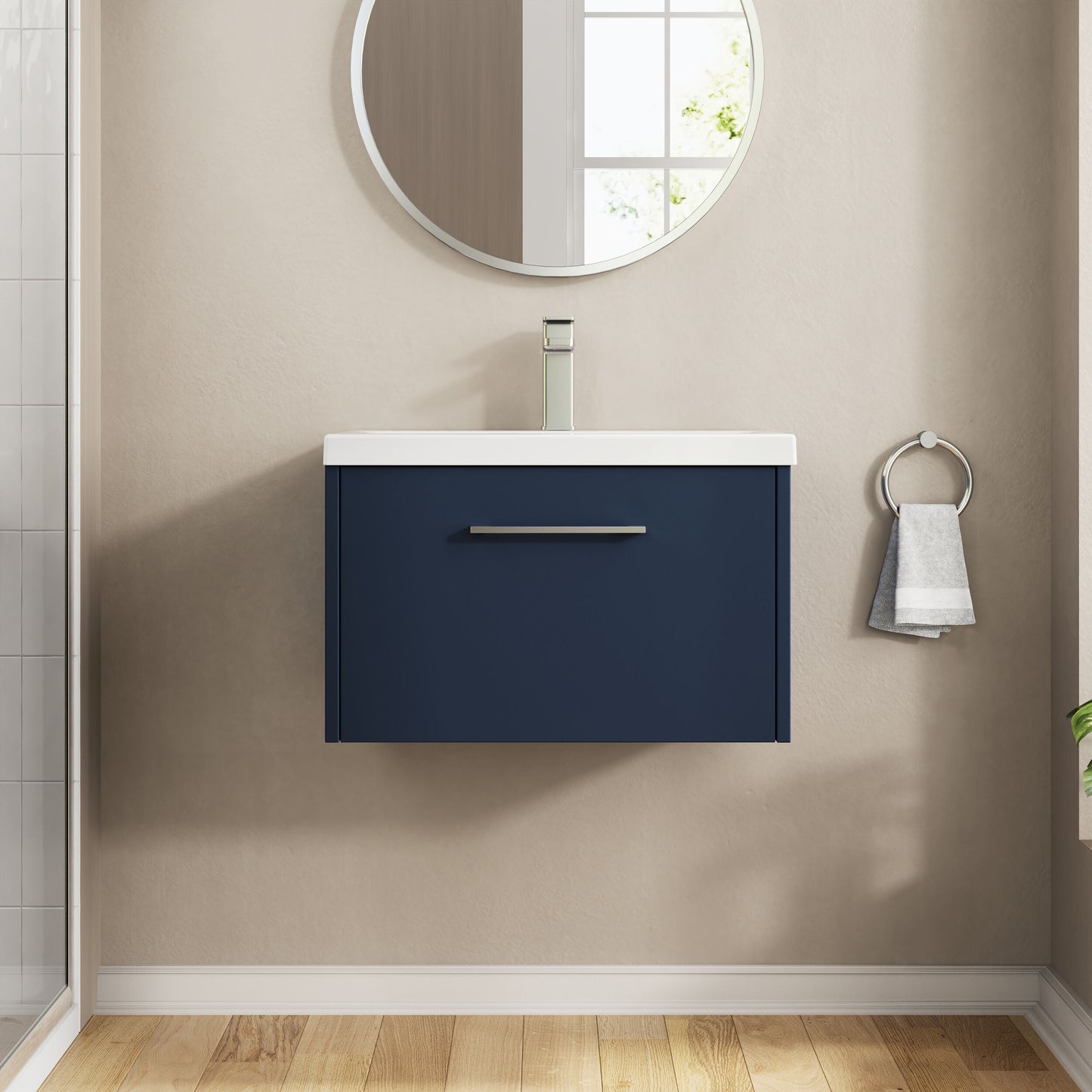 Hudson Reed Juno 600mm Wall Hung Single Drawer Vanity & Basin With Soft Close Drawers