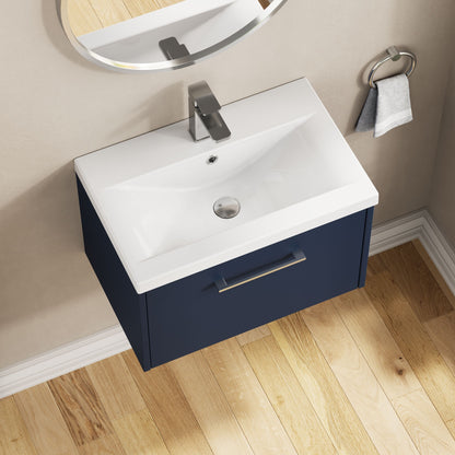 Hudson Reed Juno 600mm Wall Hung Single Drawer Vanity & Basin With Soft Close Drawers