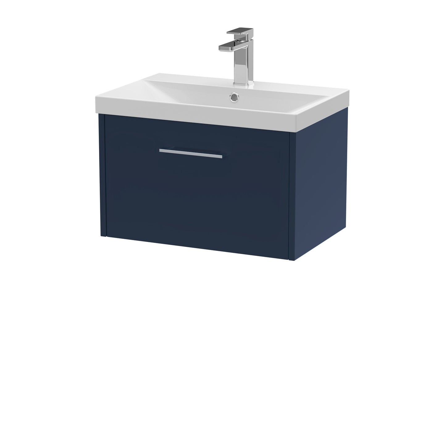 Hudson Reed Juno 600mm Midnight Blue Wall Hung Single Drawer Vanity Unit With Soft Close Drawer & Basin
