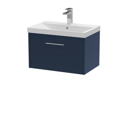 Hudson Reed Juno 600mm Midnight Blue Wall Hung Single Drawer Vanity Unit With Soft Close Drawer & Basin