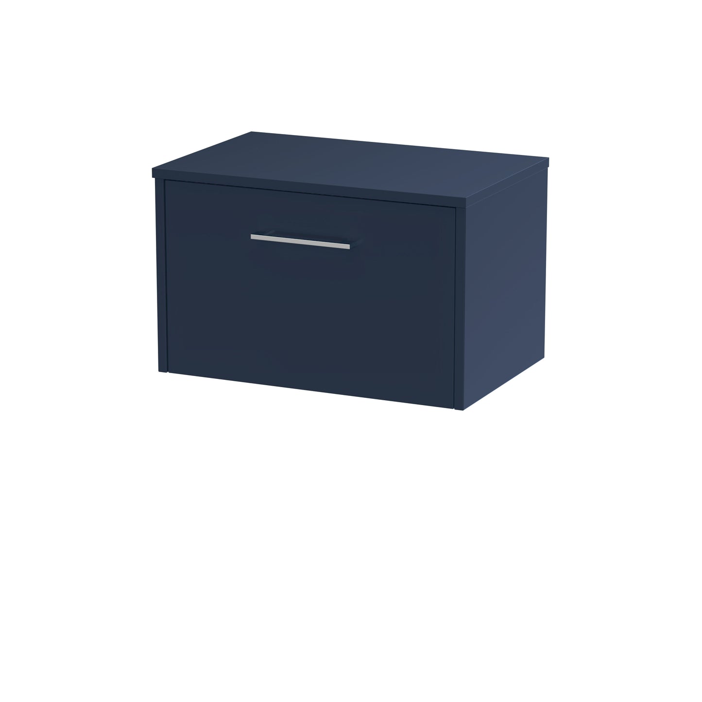 Hudson Reed Juno 600mm Midnight Blue Wall Hung Single Drawer Vanity Unit With Worktop & Handle