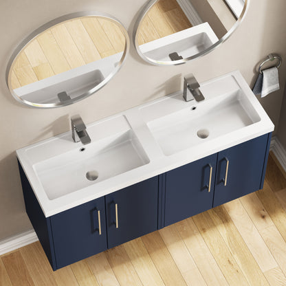 Hudson Reed Juno 1200mm Wall Hung 4-Door Vanity Unit & Double Basin Rigid Soft-Close