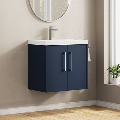 Hudson Reed Juno 600mm Midnight Blue Wall Hung 2-Door Vanity & Basin