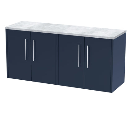Hudson Reed Juno 1205mm Midnight Blue Contemporary Wall Hung Vanity Unit With Laminate Worktop